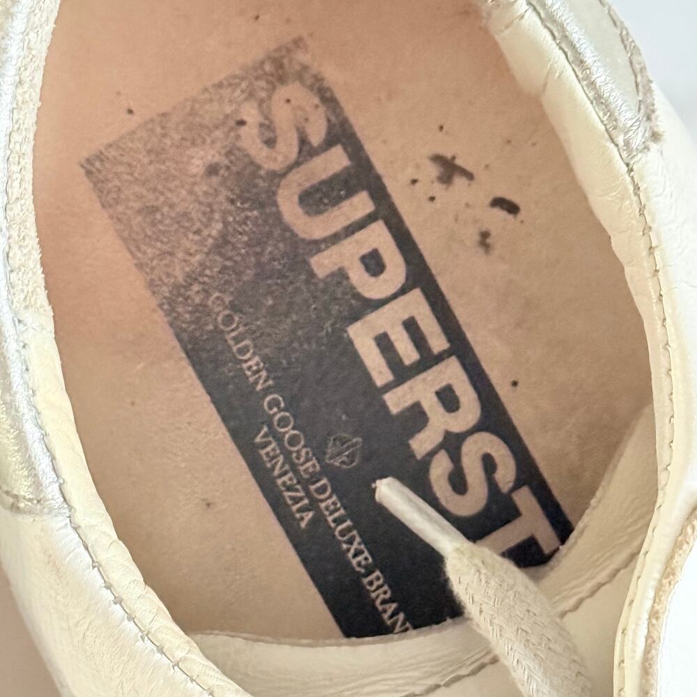 Golden Goose Superstar Sneakers Shoes Ssence White Leather Black Glitter Star 38 - Picture 10 of 13